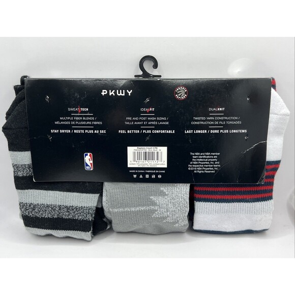 Toronto Raptors Youth Crew Socks 3 Pack Size 1-6 - Picture 2 of 4